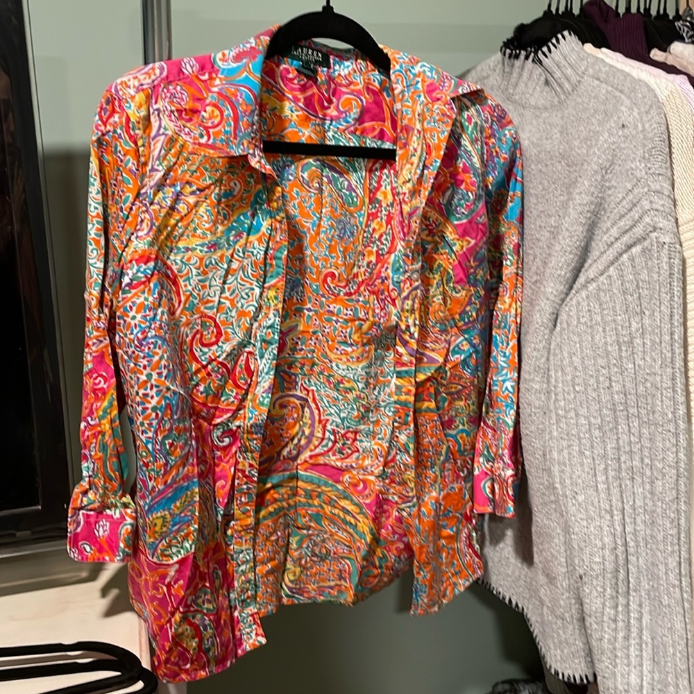 Ralph Lauren vibrant 3/4 sleeve button down